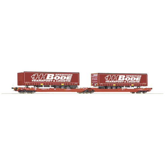 Roco 77401 , Podwójna platforma kontenerowa T3000e z dwoma kontenerami DB AG , H0